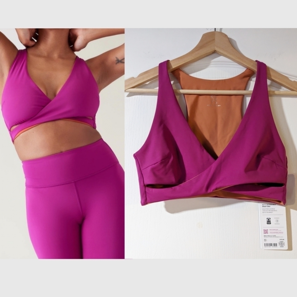 NWT Athleta x Alicia Keys | Keys Reversible Wrap Bra A-C in Sunbaked Clay